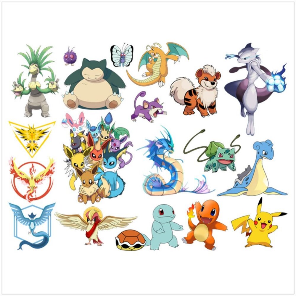 New 19 Piece Pokemon Wall Stickers Reusable